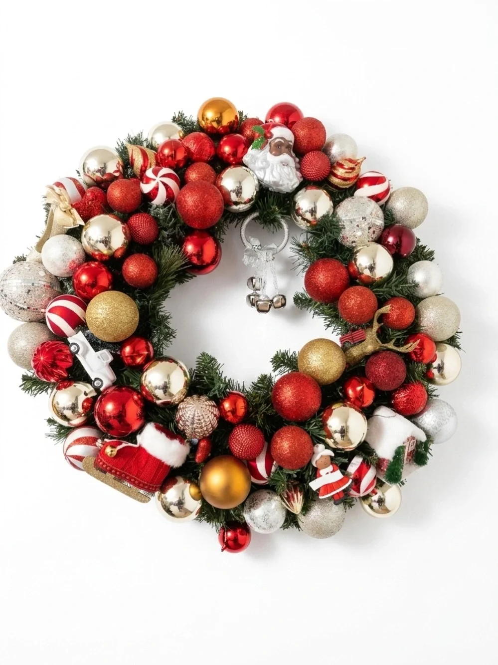 Custom Red & Gold Holiday Wreath -